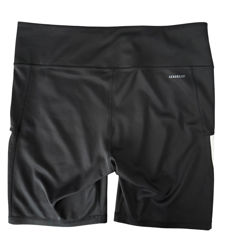 Adidas AeroReady Training Shorts Womens XL Black Athletic 3-Stripe Primegreen - Picture 4 of 14